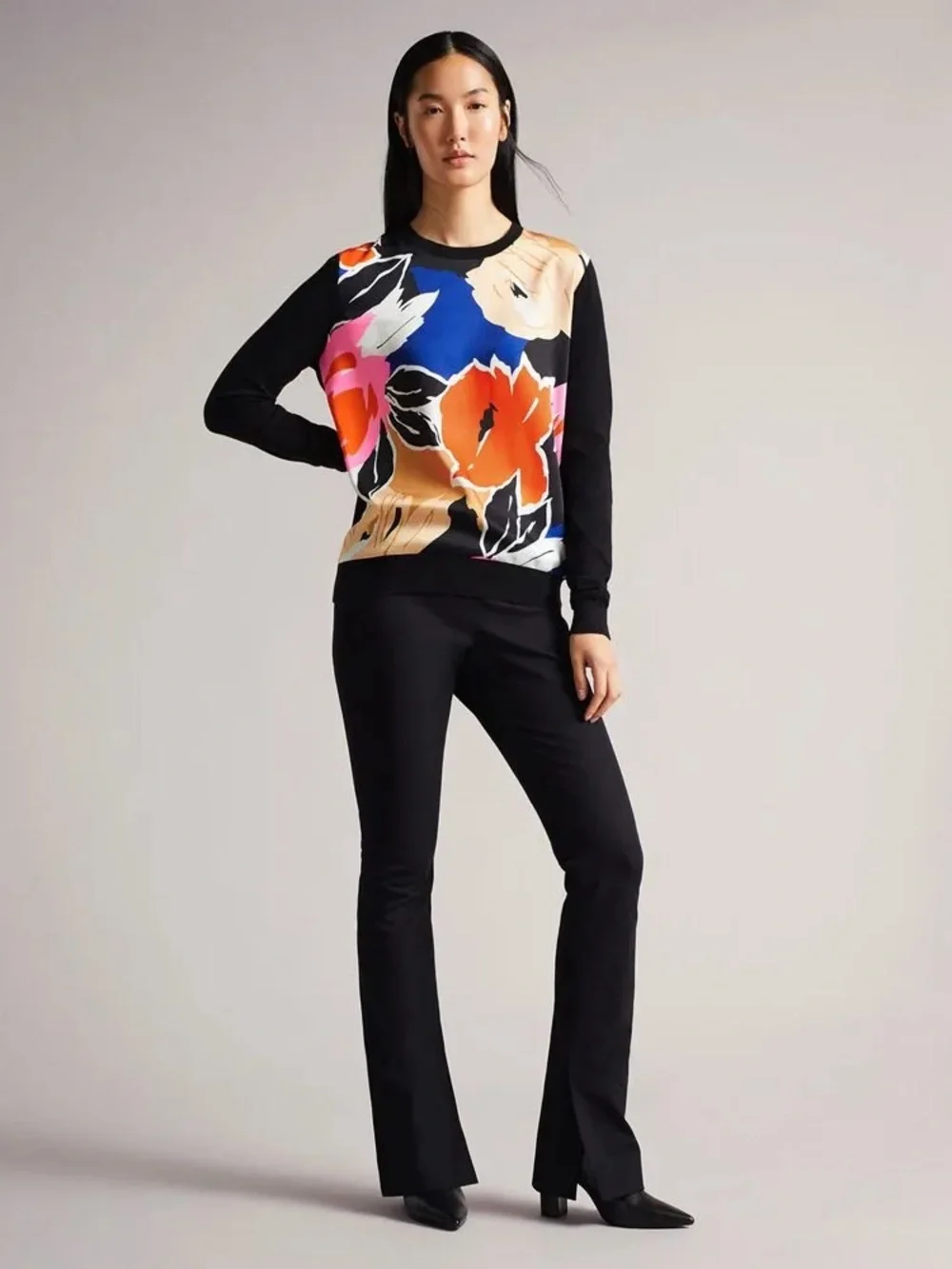 TED BAKER LONDON PAYZLEE WOVEN COLORFUL FRONT SWEATER TOP SZ 4 / US SZ 10 - Picture 7 of 12